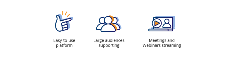 Why do businesses use Zoom? Easy-to-use platform; Large audiences supporting; Meetings and Webinars streaming.